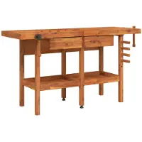 vidaXL Työpenkki ruuvipuristimilla 162x62x83 cm täysi akasiapuu