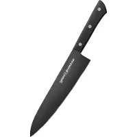 Samura SHADOW Nakiri knife with black non-stick coating 6.7'/170 mm. Blade Hardness: 59 HRC