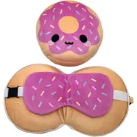 Relaxeazzz Shaped Travel Pillow & Eye Mask - Minecraft Steve - Pink - ONE SIZE