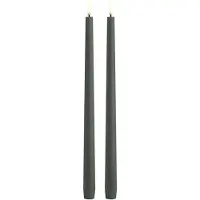 Uyuni Led Slim Taper Candle, Olive Green, Smooth, 2-Pack, 2,3X32 Cm - Green - H32CM