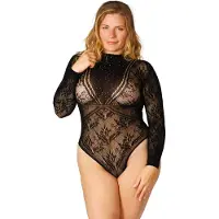 Nortie Lotus Plus Size Body Strassikoristeilla - Black - Plus size