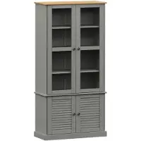vidaXL Vitriinikaappi VIGO harmaa 85x35x170 cm täysi mänty