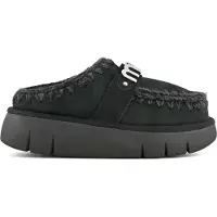 Mou for woman. MU.FW531001A Bounce clog suede - letter logo (39), Leather, Black, 3 to 5 cm, None, Casual