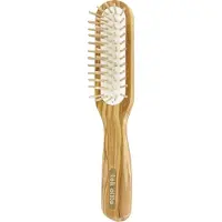 TEK Slim Rectangular Brush In Olive Wood With Short Wooden Pins