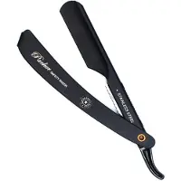 Parker Shaving PTBMETAL-Black Steel Push Type Barber/Straight Razor