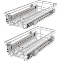 vidaXL Ulosvedettävät ritilälaatikot 2 kpl 300 mm hopea