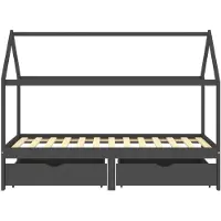 vidaXL Lasten sängynrunko laatikoilla t.harmaa täysi mänty 90x200cm