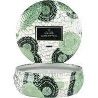 Voluspa White Cypress Japonica 3-Wick in Decorative Tin 40h