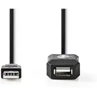 Ginza.se Aktiivinen USB-kaapeli USB 2.0 USB-A Uros USB-A Naaras 480 Mbps 20.0 m Pyöreä Niklattu PVC Kupari Label