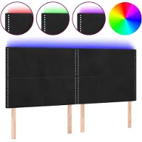 vidaXL Sängynpääty LED-valoilla musta 180x5x118/128 cm sametti