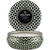 Voluspa French Linen 3-Wick Tin Candle 40h