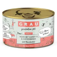Grau 6x200g Aikuisten viljaton kana, porkkana ja minttu märkäruokaa kissoille