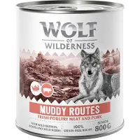 Wolf of Wilderness 6 x 800 g Senior Muddy Routes siipikarjaa ja sianlihaa viljaton märkäruoka koirille