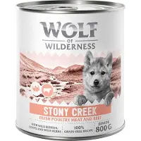 Wolf of Wilderness 6 x 800 g Junior Stony Creek Poultry with Beef viljaton koiran märkäruoka (Junior)