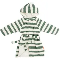 Done by Deer Bathrobe Gots Stripes Green 3-4Y - Multi/patterned - LENGTH:60CM