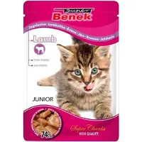 Benek 48 x 100 g Super Super Chunks Kitten -kissan märkäruoka