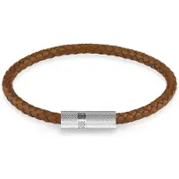 GUESS Blackjack teräs-nahkarannekoru ruskea JUXB03238JWSTORL