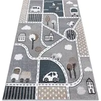 Rugsx Alfombra FUN Strade para niños, calle, pueblo gris 140x190 cm