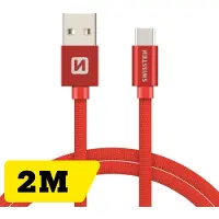 Swissten Textile Universal Quick Charge 3.1 USB-C Data and Charging Cable 2m (SW-QU-TYPC-3.1-2M-RE)