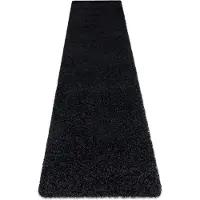 Rugsx Alfombra, alfombra de pasillo SOFFI shaggy 5cm negro - para la cocina, entrada, pasillo 60x300 cm