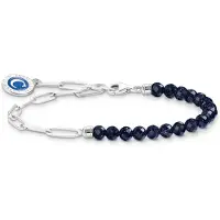 Thomas Sabo Charm Club Charmista Enjoy black bead silver blue enamel coin 17 cm rannekoru A2129-007-32-L17v