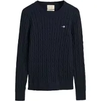 Gant for woman. 4800100 Round neck jumper in navy stretch cotton jersey with eights knitted fabric (XS), Casual
