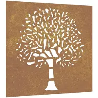vidaXL Puutarhaseinäkoriste 55x55 cm corten teräs puukuvio