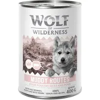 Wolf of Wilderness 6x400g Junior "Expedition" Muddy Routes - siipikarja ja sika koiran penturuoka