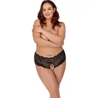 Cottelli Curves - avoimet pitsialushousut (musta) - XL