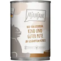 MjAMjAM 6x 400g Duoherkullinen naudanliha, hyvä kalkkuna & höyrytetty kurpitsa märkäruokaa kissoille