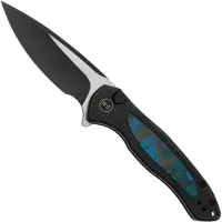 We Knife Kitefin WE19002N-1, Blackwashed Satin Flats CPM 20CV, Black Titanium, Arctic Storm Fat Carbon Fiber, Limited Edition, pocket knife