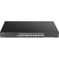 D-Link – DGS-1250-28XMP, 28-porttinen PoE-älykytkin, 10 Gbps, hallittu, 370 W, musta