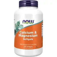 Now Kalsium ja magnesium yhdessä D-vitamiinin ja sinkin kanssa - 120 pehmeää kapselia