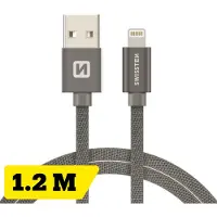 Swissten MFI Textile Fast Charge 3A Lightning Data and Charging Cable 1.2m (SW-MFI-LIGH-3A-1.2M-GR)