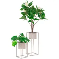 House Nordic Mette - Flowerpots, Steel, Beige Grey, Set Of 2 - Beige - 50.5X19.5X19.5CM