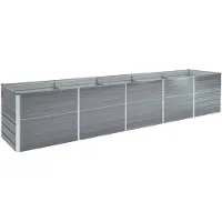 vidaXL Korotettu kukkalaatikko galv. teräs 400x80x45 cm harmaa
