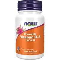 NOW,NOW Foods,NOW,NOW Foods D-vitamiini, 1000 IU (purutabletit) - 180 purutablettia