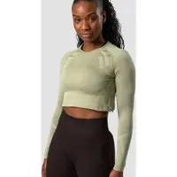 ICANIWILL Impact Seamless LS Crop Top Light Leaf Green