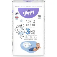 Bella Baby Happy Soft&Delicate kertakäyttövaipat imukanavilla varustettu Midi 5-9 kg 70 kpl