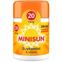 Minisun D-Vitamiini 20 mikrog 200 tabl