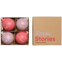Design Letters Xmas Stories Ball Pendants 40Mm (Set Of 4 Pcs) - Pink - ONE SIZE