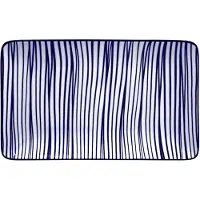 Tokyo Design Studio Nippon Blue Sushi Plate 13,5x21 Cm Lines - Ruokalautaset Posliini Sininen - 15986