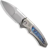 We Knife Hyperactive WE23030-1 Polished Bead Blasted Vanax, Polished Titanium Flamed Titanium, pocket knife
