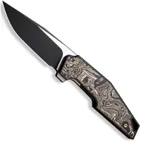 We Knife OAO One And Only WE23001-2, Blackwashed CPM 20 CV, Black Titanium Copper Foil Carbon Fiber, pocket knife