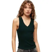 Superdry Vintage Lace Trim Vest Vihreä S-M Nainen
