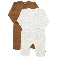 Pippi Baby Nightsuit W/F -Buttons 2-Pack - Brown - 98