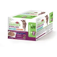 NATURAL TRAINER 24x85g Adult Sterilised lajitelma kalkkuna & turska kissan märkäruoka
