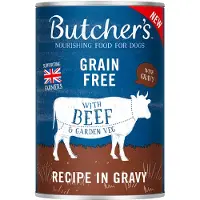 Butcher's 48x400g Original viljaton nautaa kastikkeessa koiran märkäruoka