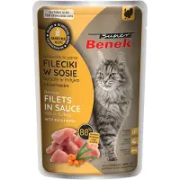 Benek 28x 85g Super viljaton höyrytetty filee kalkkuna & tyrni kastikkeessa kissan märkäruoka