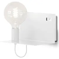 Sessak Roy seinävalaisin USB-portilla E27 15cm mattavalkoinen